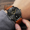 OLEVS Marque Collège style Montre-Bracelet De Mode Minimaliste Étanche En Cuir Véritable Montre À Quartz Pour Hommes